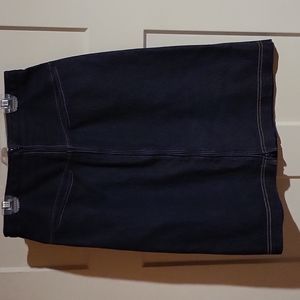 Zip Front Knee Length Denim Skirt